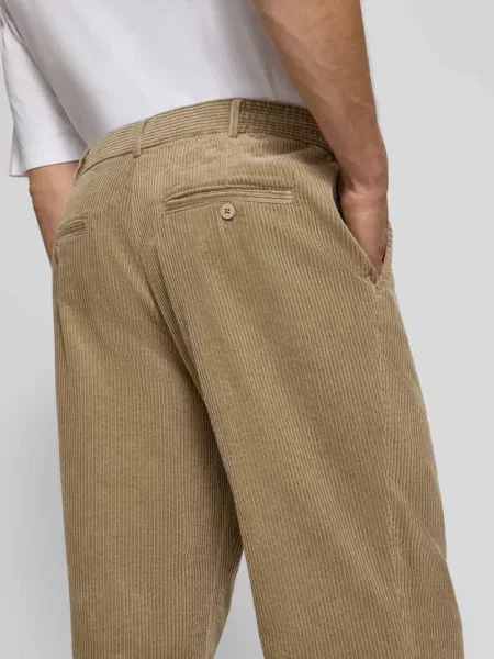 Spodnie sztruksowe o kroju relaxed fit z czystej bawełny model MORTEN' Jake*s Studio Men beżowe