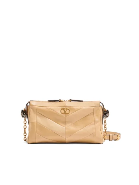 Torebka crossbody Valentino Garavani skórzana beżowa