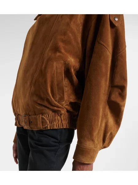 Geacă Saint Laurent din piele de căprioară maro