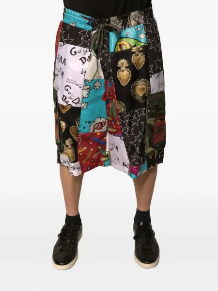 Pantaloni scurți cargo Dolce & Gabbana cu autograf negru