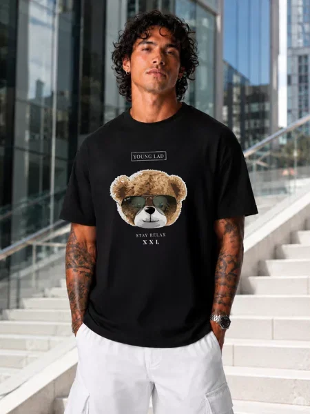 T-shirt oversize z nadrukiem Dstreet czarny