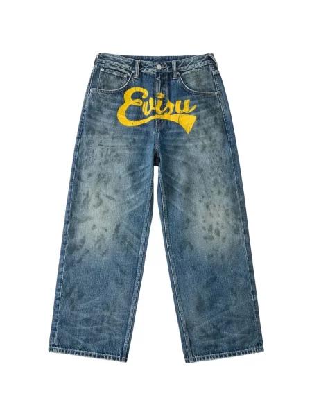 Blugi cu picior larg Evisu cu imagine albastru
