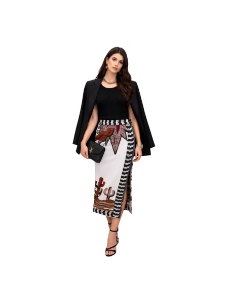 Spódnica maxi Akep z nadrukiem