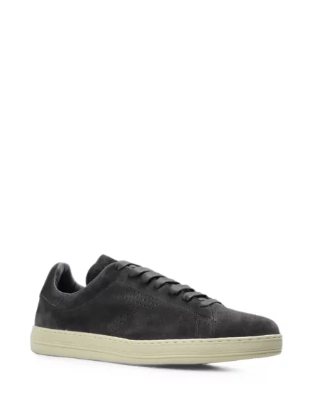 Sneakerși Tom Ford din piele de căprioară cu autograf gri