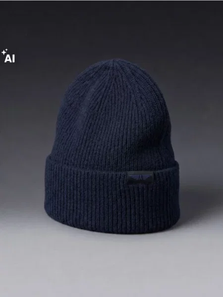 Sinsay Čepice Beanie s příměsí viskózy námořnická modrá