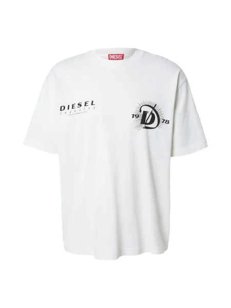 DIESEL Tričko / šedobiela čierna