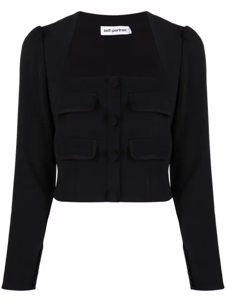 Top Self-portrait din crep negru