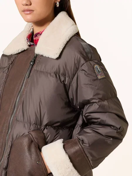 Kurtka skórzana Parajumpers elegancka brązowa