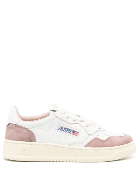 Sneakerși Autry din piele de căprioară alb