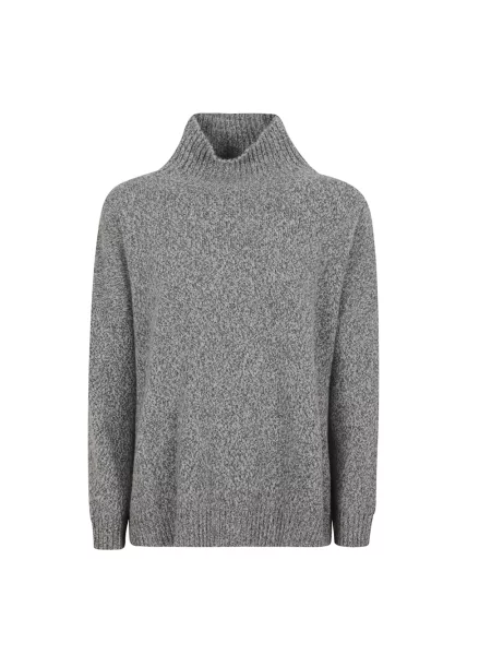 Lniany sweter z golfem Weekend Max Mara szary