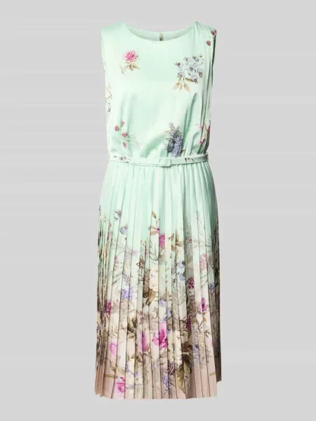 Sukienka koktajlowa do kolan z plisami Rinascimento