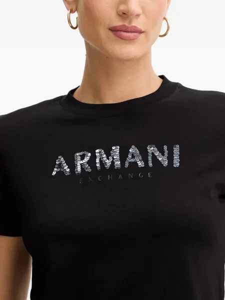 Tricou Armani Exchange cu paiete negru