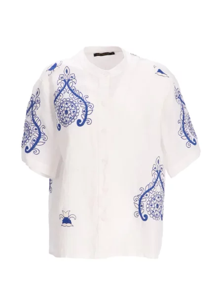 Cămașă Greek Archaic Kori cu imagine cu model paisley scurtă alb