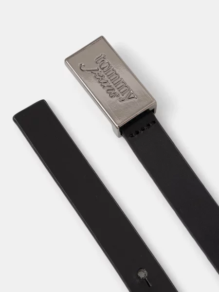 Kožni remen Tommy Jeans crna