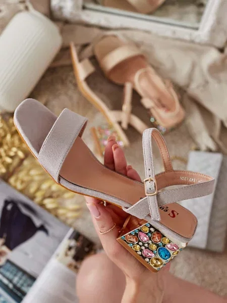 Sandali Resti s kristali siva