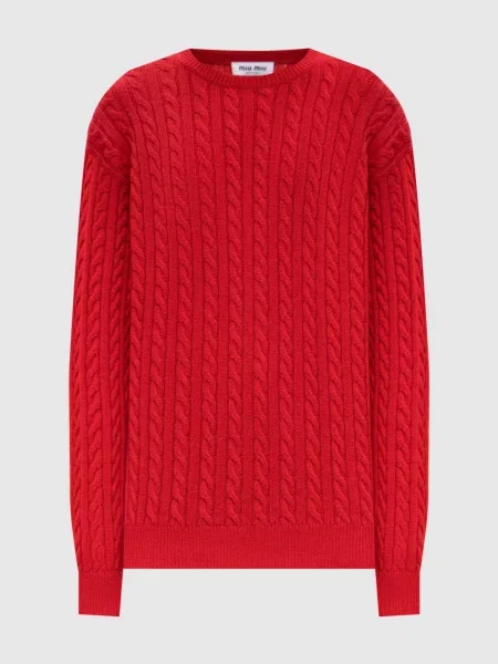 Светр з кашеміру з фактурним візерунком Miu Miu червоний