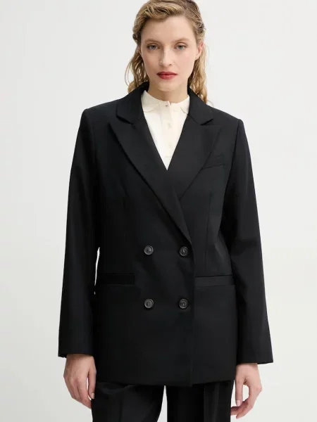 A.P.C. geaca de lana veste lucy cu doua randuri de neted negru