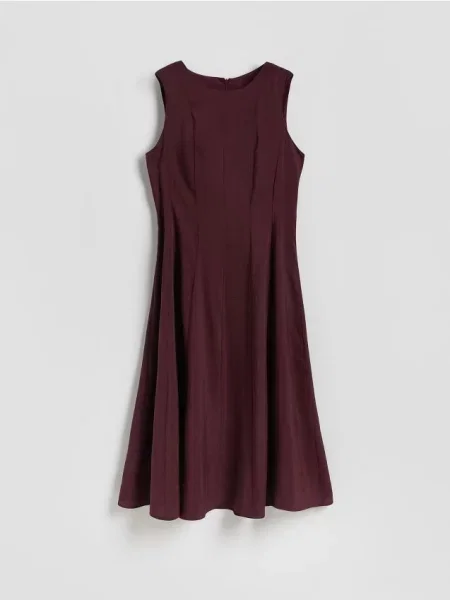 Reserved Sukienka midi z modalem bordowy
