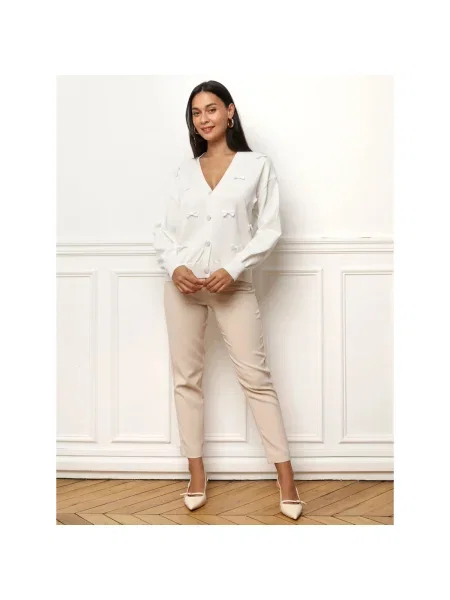 Pulover La Modeuse alb