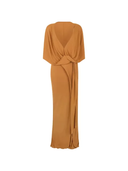 Rochie maxi Alberta Ferretti cu decolteu în V portocaliu