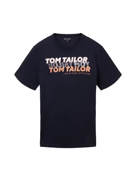 TOM TAILOR Póló tengerészkék / sötétszürke / narancs fehér