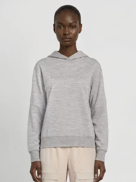 Icebreaker Mikina S Kapucí Realfleece Elemental Z Merino Vlny šedá