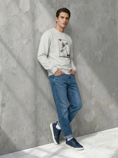 Sinsay Crewneck mikina s potiskem comfort béžová