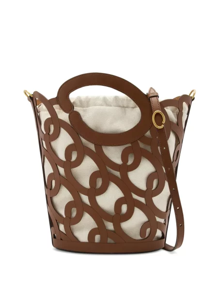 Geantă bucket Oscar De La Renta din piele maro
