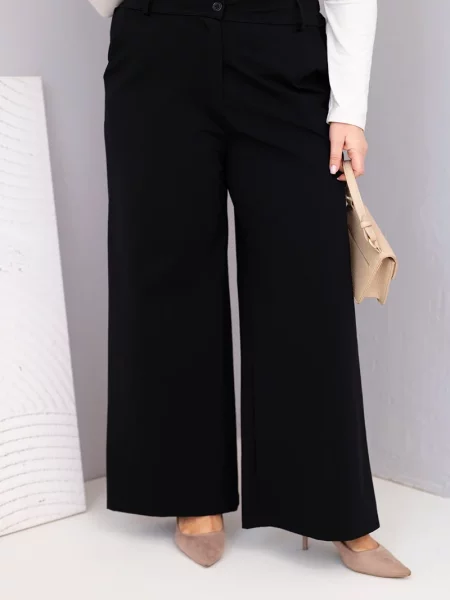 Talie pantaloni Kesi Włoski cu talie înaltă mari negru