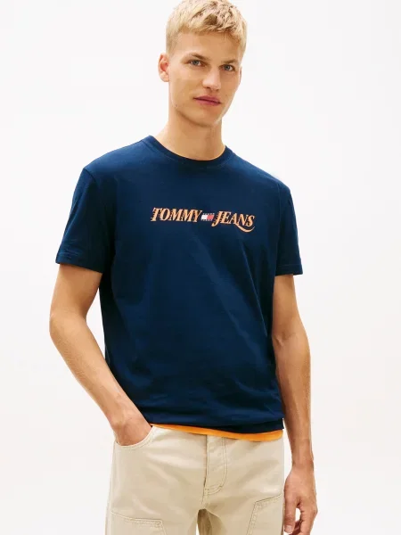 Tommy Jeans Tričko námornícka / šafránová modrá