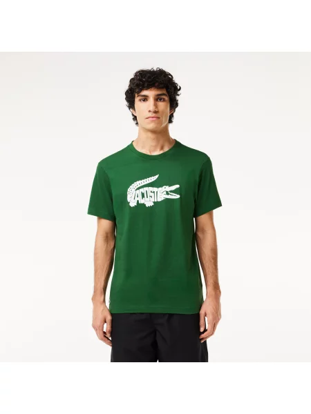 Lacoste Koszulka Sport O Regularnym Kroju Z Nadrukowanym Dekoltem zielony