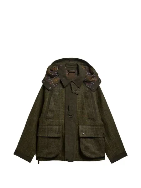 Geacă Barbour de lână în carouri verde
