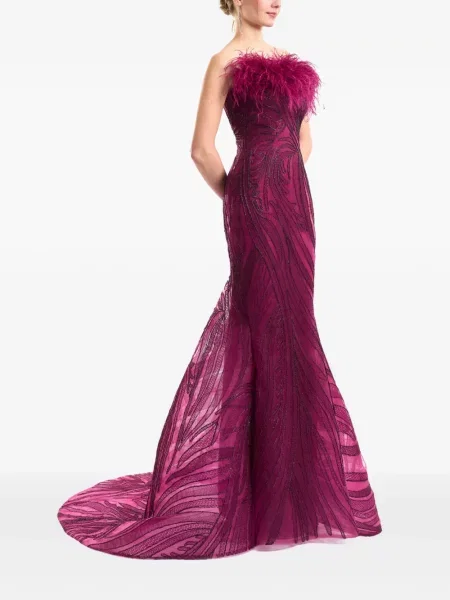 Rochie Gemy Maalouf cu pene violet