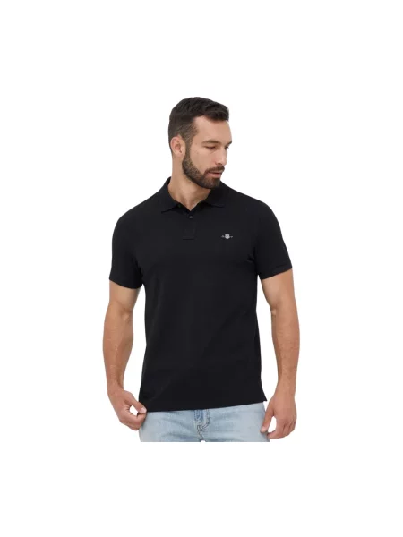 Koszulka polo Gant z logo czarna
