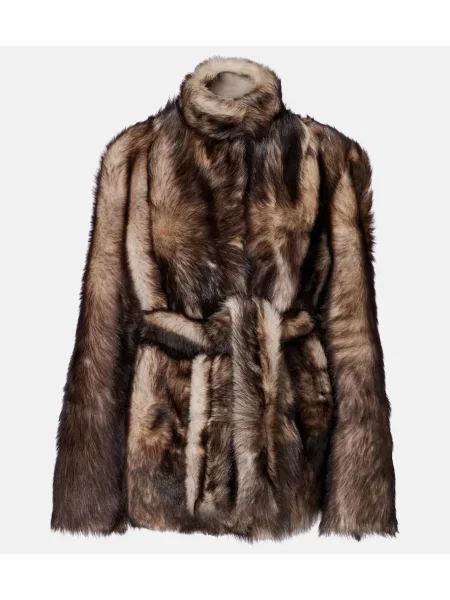 Płaszcz Nour Hammour kopertowy brązowy