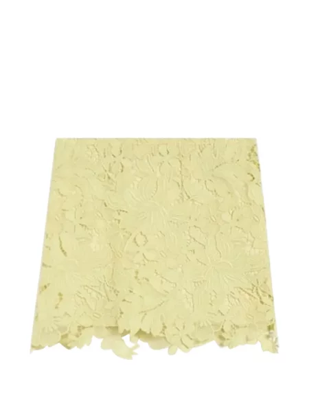 Fustă de dantelă Sportmax cu model floral din dantelă galben