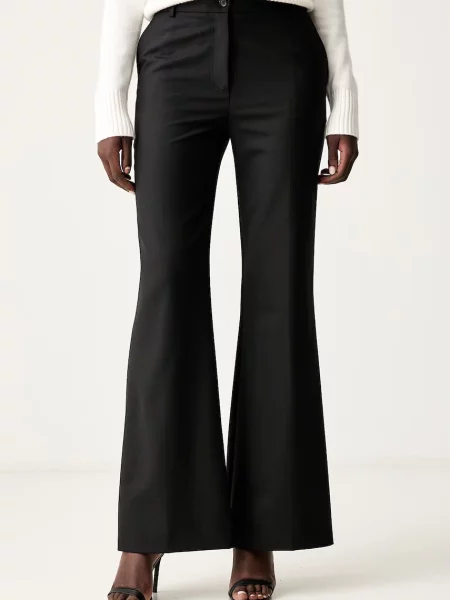 Pinko spodnie wide leg z wełną czarne