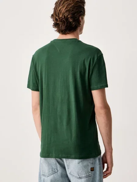 Tommy Jeans T-Shirt Linear Logo ciemny zielony