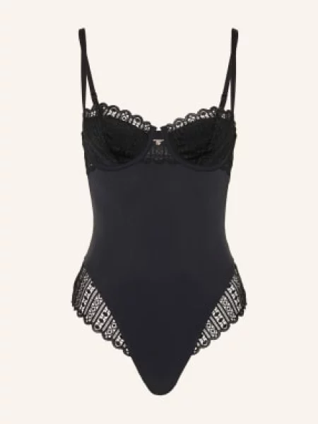 Boss Body Stringowe Guipure Z Wycięciem schwarz czarny