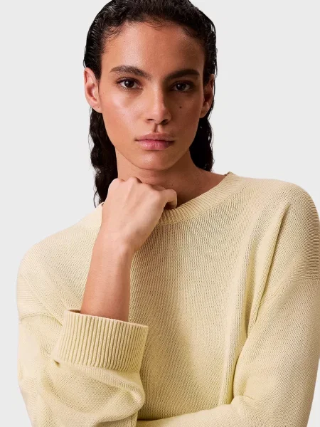 Довгий светр Calvin Klein Jeans з довгим рукавом з круглим вирізом жовтий