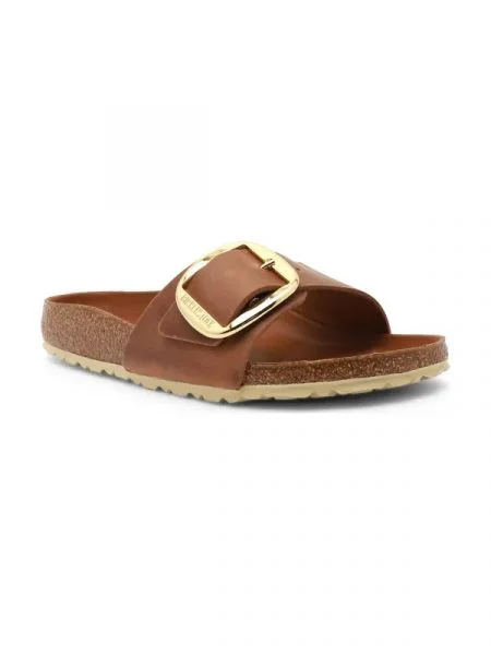 Birkenstock Bőr papucs Madrid Big Buckle LEOI barna