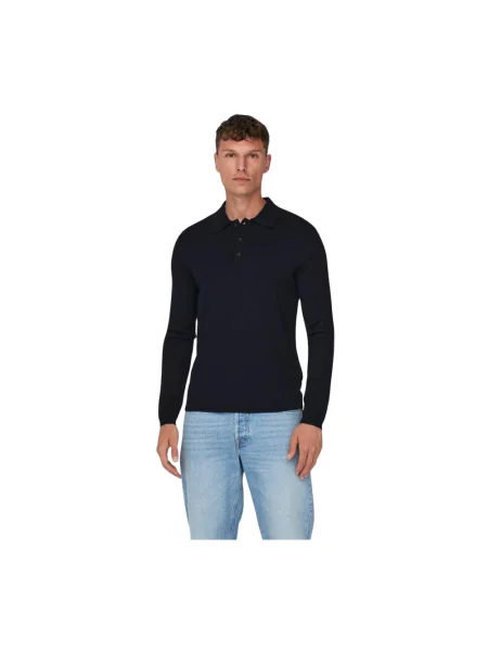 Koszulka polo Only & Sons z długim rękawem niebieska