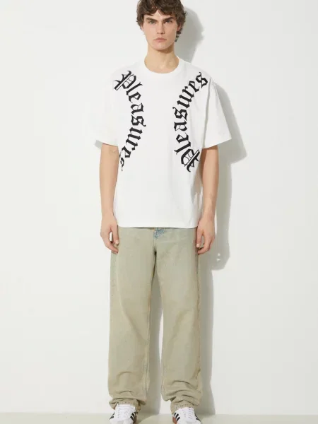 Μπλουζάκι PLEASURES Harness Heavyweight T-Shirt ανδρικό άσπρο λευκό