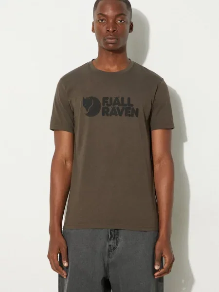 Футболка Fjallraven с принтом зеленая