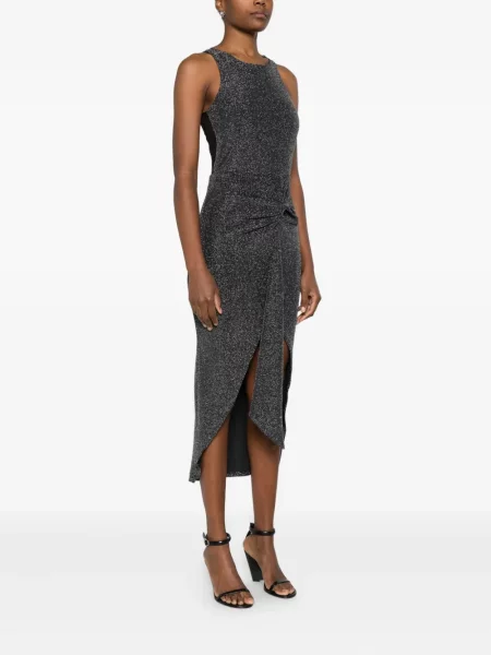 Rochie midi Patrizia Pepe drapată până la genunchi de costum negru
