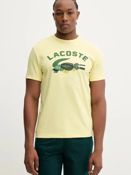 Lacoste t-shirt z nadrukiem żółty