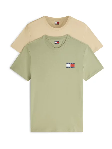Tommy Jeans Tricou / bleumarin / verde pastel / roșu bej