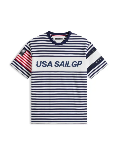 TOMMY HILFIGER Tricou albastru marin / roșu alb