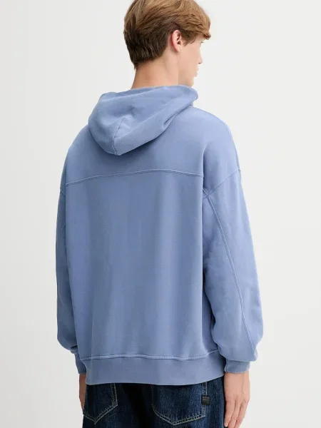 Mikina Abercrombie & Fitch s kapucí hladká modrá
