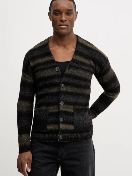 United Colors of Benetton kardigan z domieszką wełny brązowy